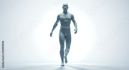 Abstract Human Figure Walking with Swirling Pattern Body Art Design