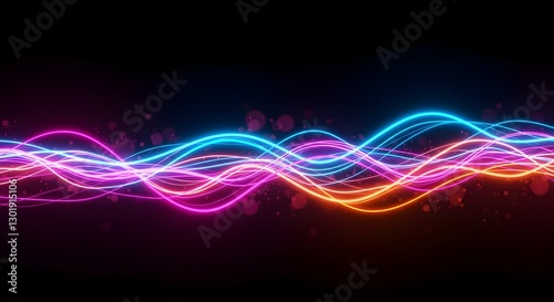 Wallpaper Mural Futuristic abstract 3D render of glowing neon waves in vibrant pink, blue, and orange hues Torontodigital.ca