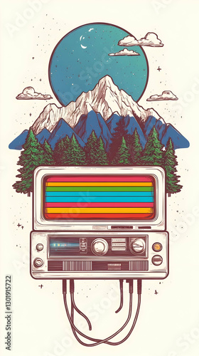 Illustration - Retro TV wit...