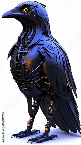 Cybernetic Raven 3D Illustr...