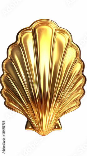 3D Golden Seashell Illustra...