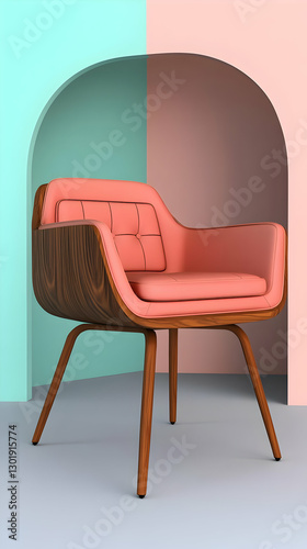 3D Illustration Pink Armcha...
