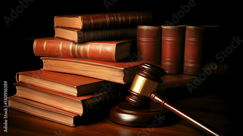 Gavel and Old Law Books Ill...