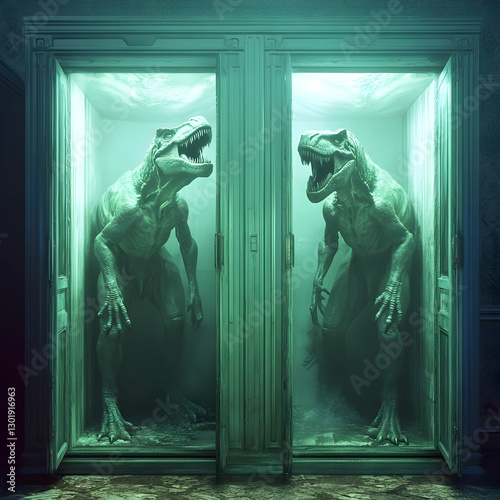 3D Illustration, Dinosaur i...