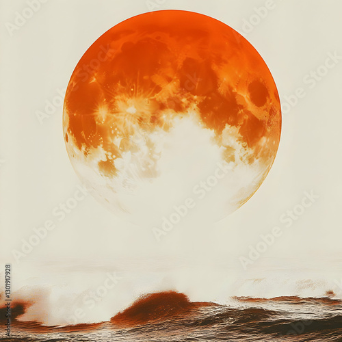 Illustration Orange Moon Oc...