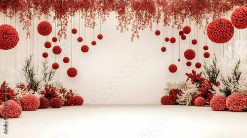 3D Illustration Red Floral ...