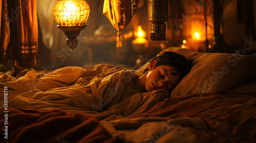 Divine Whisper: Young Samuel Awaits God’s Call in Shiloh’s Golden Glow