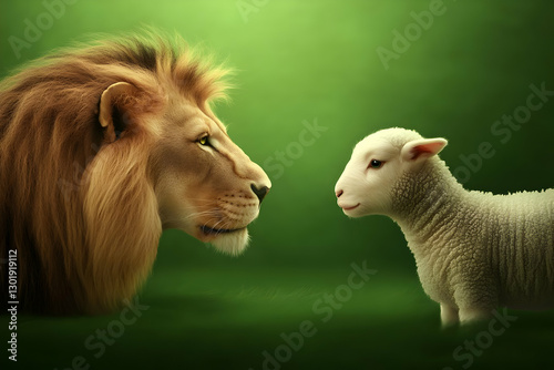 Lion and Lamb Digital Illus...