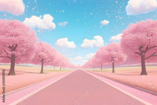 3D Illustration Pink Road C...
