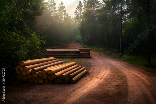 Photo Misty Forest Road Log...
