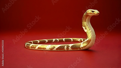 3D Golden Snake Illustratio...