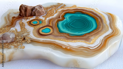 Abstract Resin Art, Gold, W...