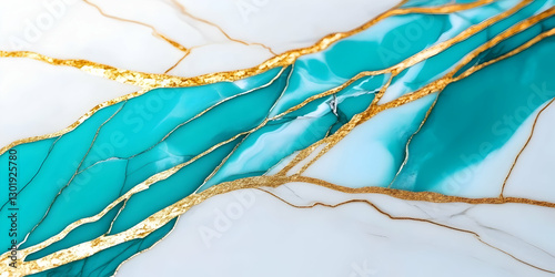 Teal Gold Abstract Backgrou...