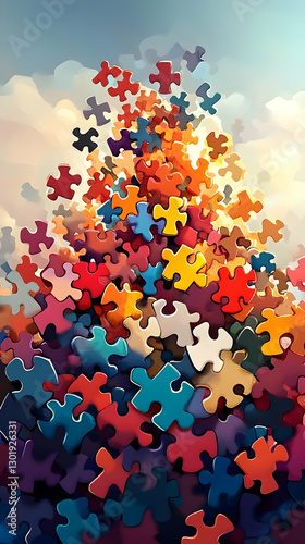 Colorful Puzzle Pieces Illu...