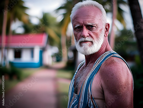 Photo Elderly Man White Bea...