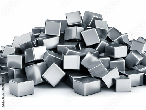 3D Illustration Silver Cube...