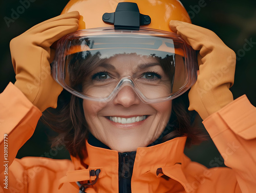 Smiling Woman in Safety Hel...