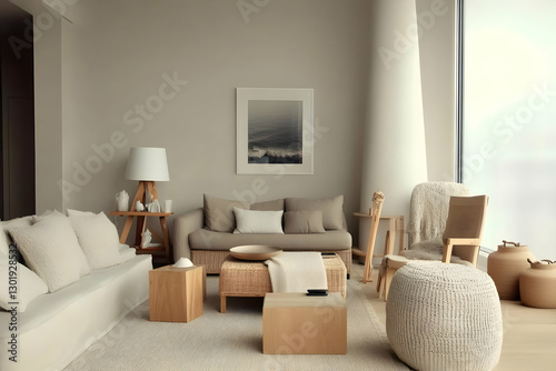 Photo Modern Minimalist Liv...