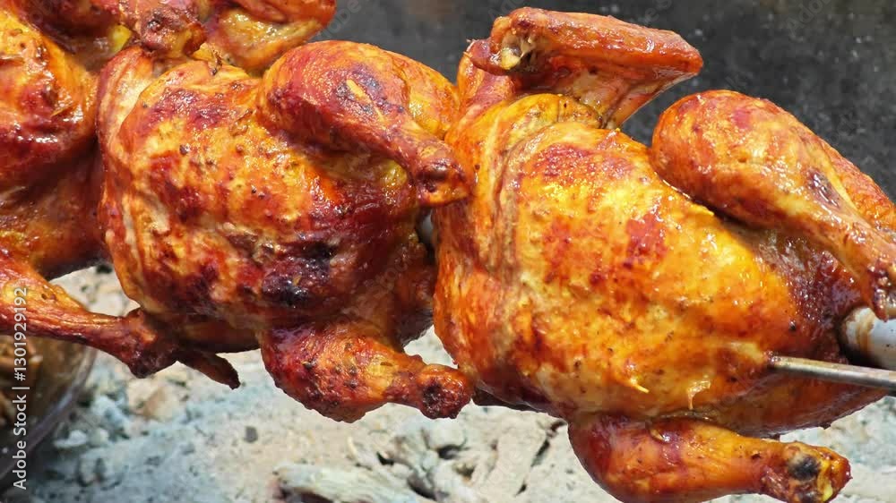 Grilled chicken on a charcoal grill