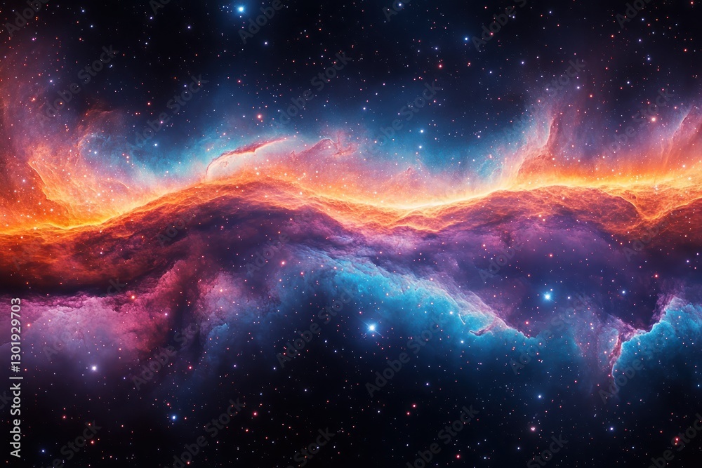 Cosmic Nebula fiery gas clouds, starfield background, space exploration, science fiction Cosmic Nebula fiery gas clouds, starfield background, space exploration, science fiction