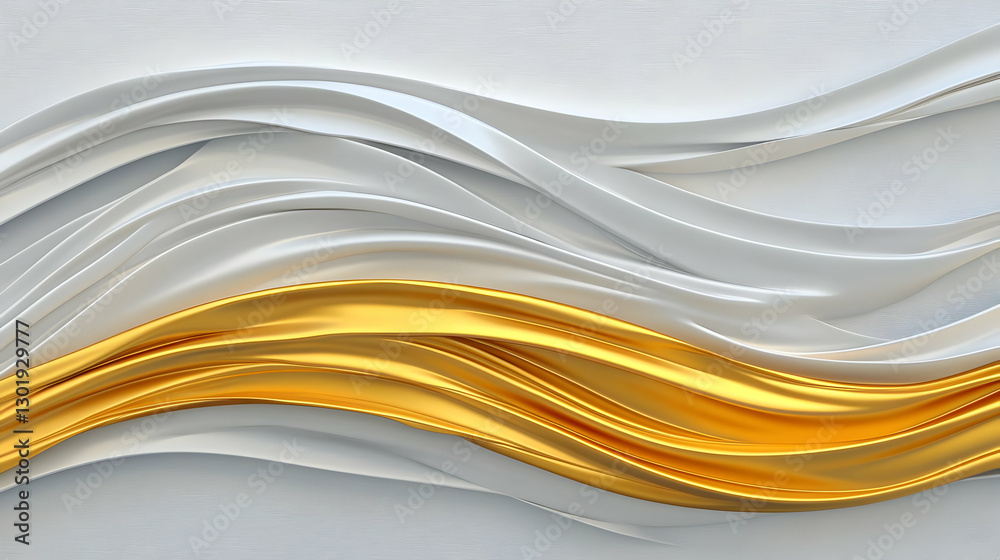 Obraz premium 3D Abstract Background, White and Gold Waves