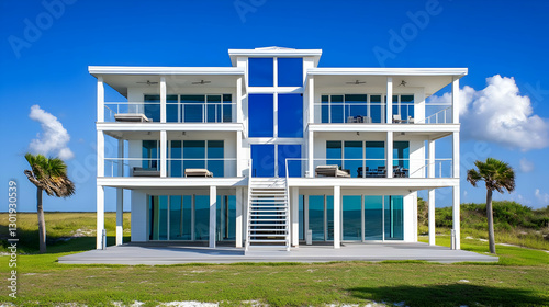 Photo Modern White Beach Ho...