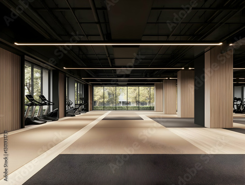 Obraz na płótnie 3D Render Gym Interior Design, Modern Fitness Center Illustration w salonie