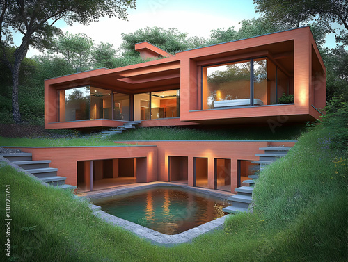 3D Illustration Modern Hous...