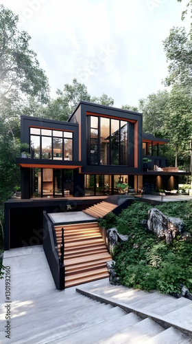 3D Illustration Modern Hous...