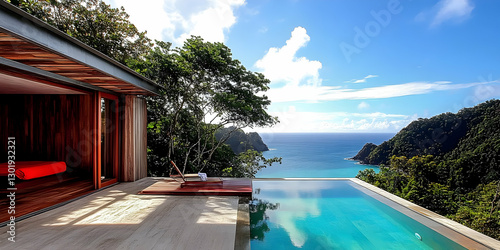 Photo Tropical Ocean View Infinity Pool Luxury Villa Retreat