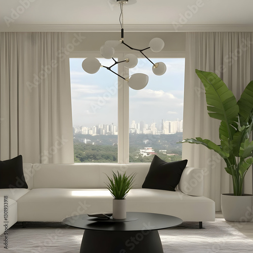 Modern Living Room 3D Illus...