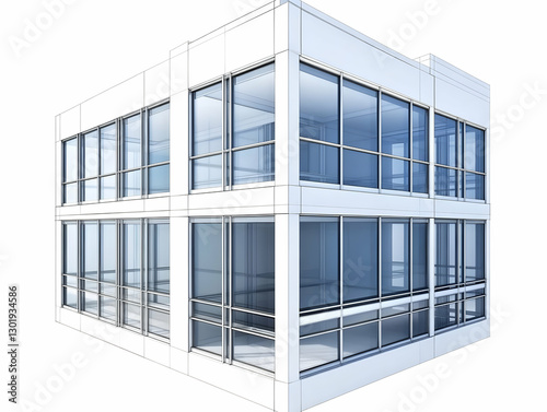 3D Illustration Modern Offi...
