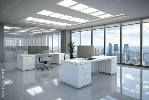3D Illustration Modern Offi...