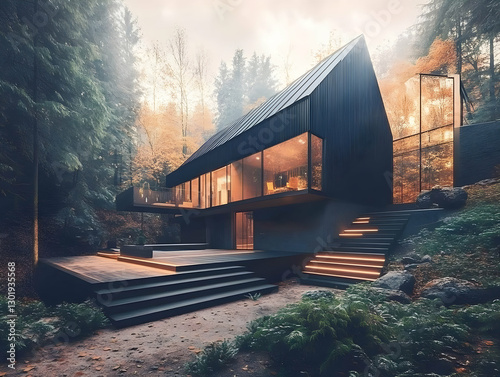 3D Illustration Modern Hous...