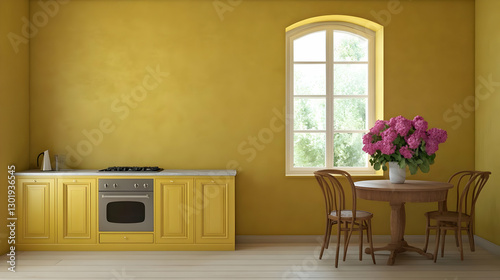 3D Illustration Yellow Kitc...
