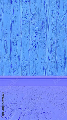 3D Illustration Blue Wood T...