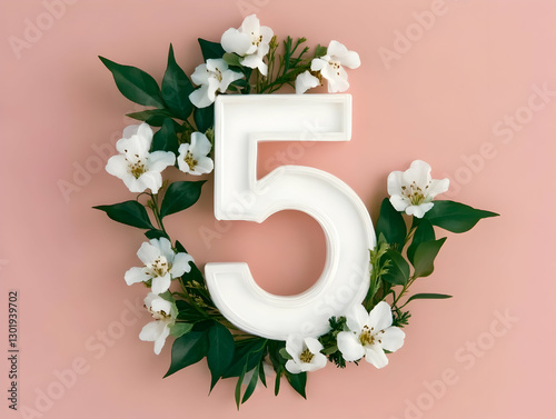 Floral Number Five Illustra...