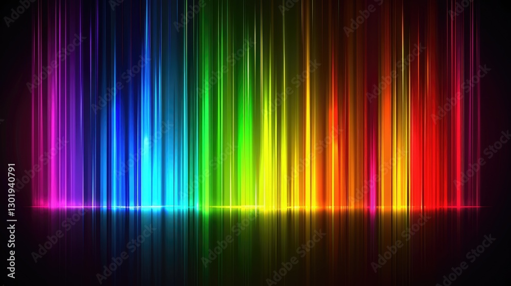 Fototapeta premium Vibrant Spectrum of Colorful Light Rays Shining Against a Dark Background
