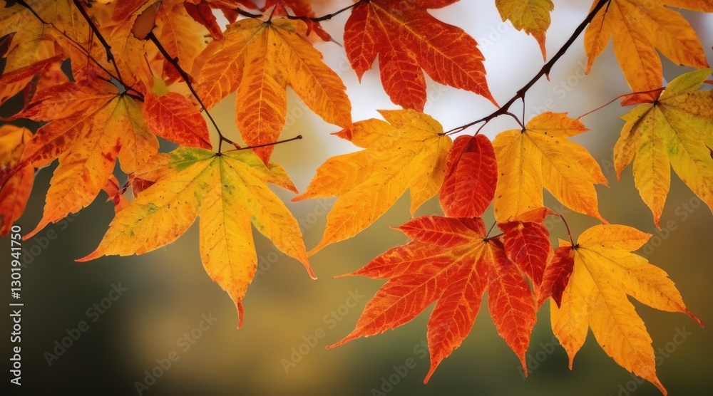 Vibrant Orange And Red Autumn Maple Leaves Close Up Vibrant Orange And Red Autumn Maple Leaves Close Up