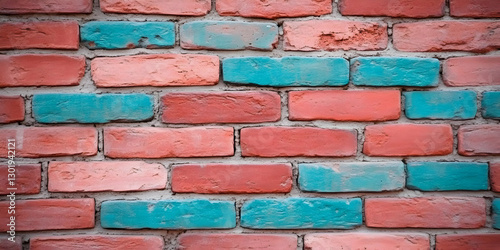 Photo Teal and Peach Brick ...