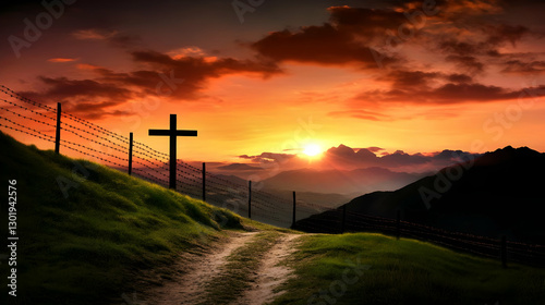 Illustration of Cross, Suns...