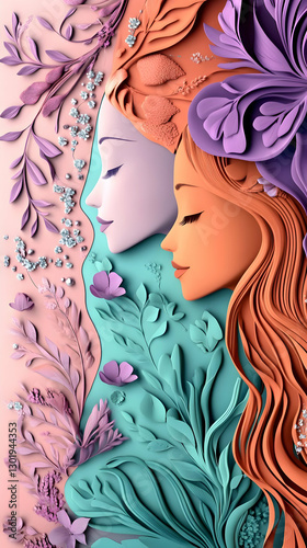 3D Illustration, Floral Wom...