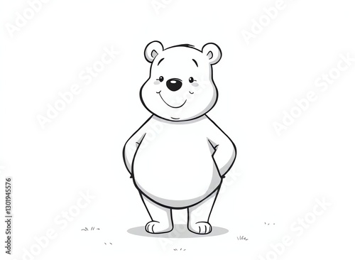 an image of a cartoon bear standing in a white background, there is a cartoon bear standing in a white shirt photo