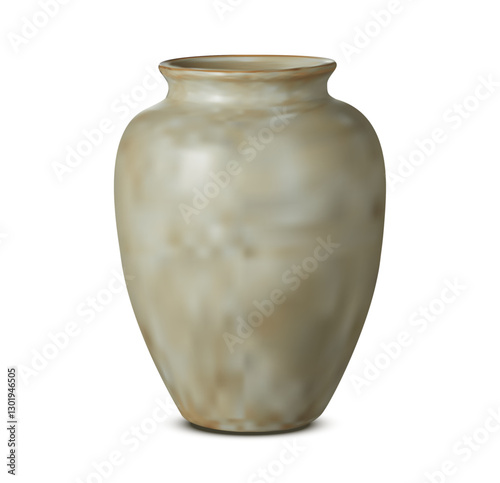 3d antique vase isolated on a white background. Realistic vase on white background
