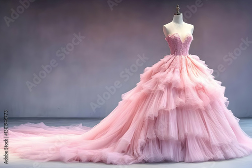 Photo of Pink Tulle Dress, Gown, Fashion, Bridal, Wedding, Elegance, Design, Style, Couture