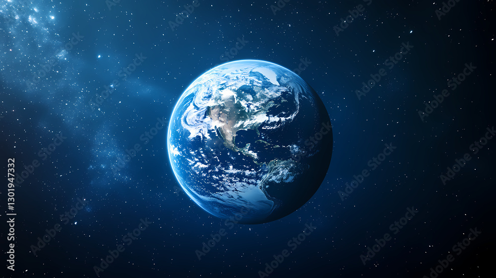 Satellite image of Earth with dark starry sky Satellite image of Earth with dark starry sky