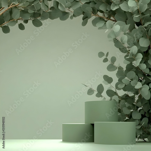 3D Illustration Green Podiu...