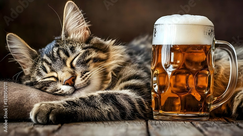 Photo Cute Cat Sleeping Nex...
