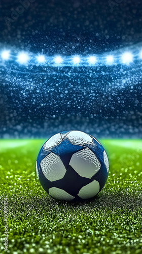 3D Soccer Ball on Lush Gree...