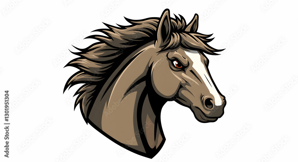 Horse Head Vector Illustration With鬃毛 and Intense Gaze Isolated Horse Head Vector Illustration With鬃毛 and Intense Gaze Isolated
